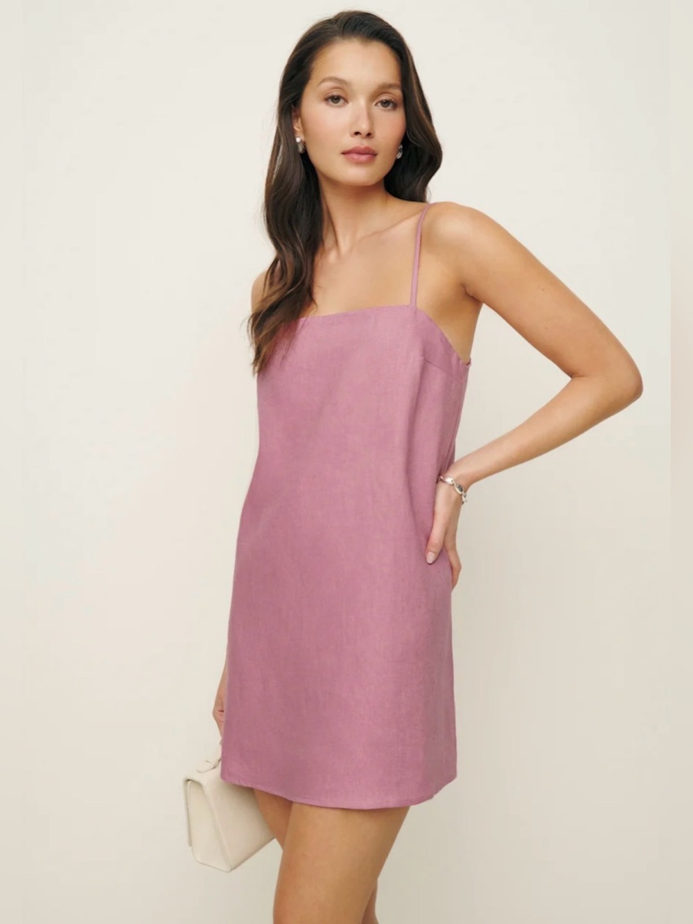 Reformation Aubree Linen Dress Rose Petals - Size XS